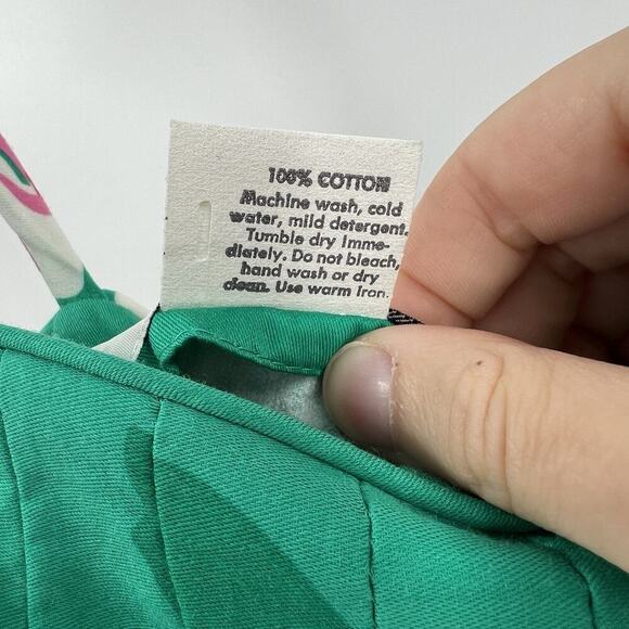 Vintage Malia Honolulu Hawaiian Floral Tropical Midi Dress Tie Belt Green Size 8 - Picture 7 of 8